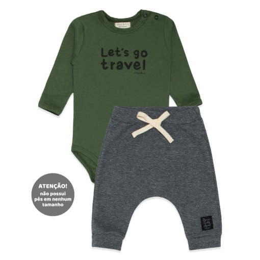 Conjunto Body Manga Longa Estampado e Calça Suedine Masculino – Traveling