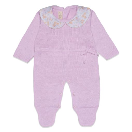 Macacão Manga Longa Tricot Laço com Gola Feminino – Rosa