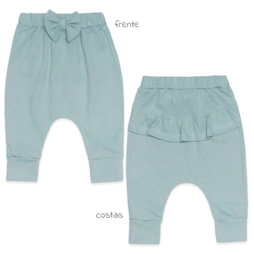 Calça com Laço e Babado Suedine - Verde