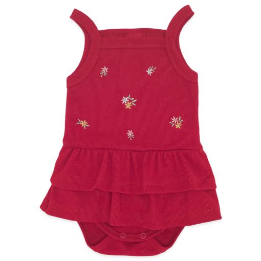 Body Vestido com Alça Bordado Avulso Suedine Feminino - Cogumelos
