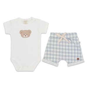 Conjunto Body Manga Curta Bordado e Shorts Barra Virada Masculino – Urso Provençal
