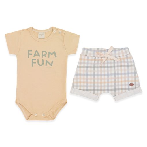 Conjunto Body Manga Curta e Shorts Barra Virada Masculino – Fazendinha