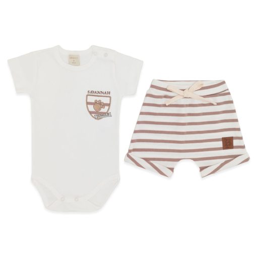 Conjunto Body Manga Curta Bordado e Shorts Barra Virada Masculino – Savana