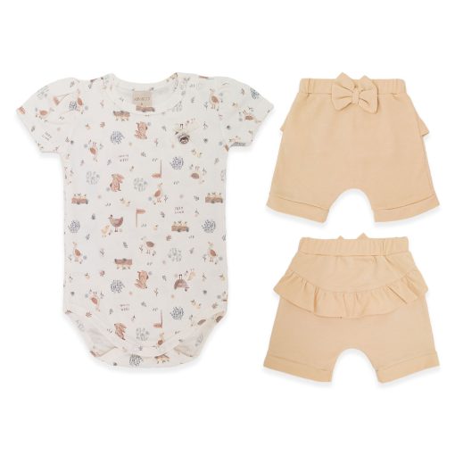 Conjunto Body Manga Curta e Shorts Babadinho Suedine Feminino - Fazendinha