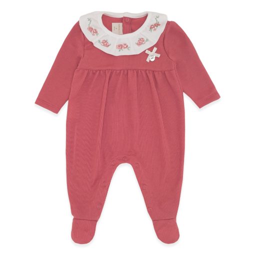 Macacão Manga Longa com Gola Babado Suedine e Malha Canelada Feminino – Floral Coelha