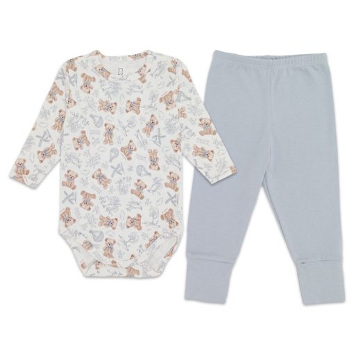 Conjunto Body Manga Longa Estampado e Mijão Liso Suedine Masculino – Urso Provençal