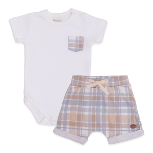 Conjunto Body Manga Curta Bolsinho e Shorts Barra Virada Masculino - Brinquedos