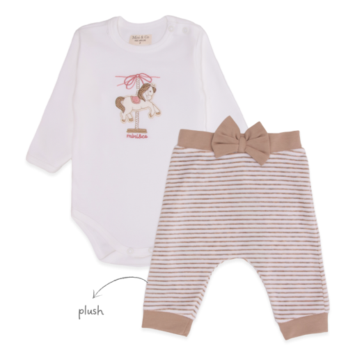 Conjunto Body Manga Longa Bordado e Calça Plush Feminino - Brinquedos