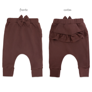 Calça com Laço e Babado Suedine Feminina – Ursinho Fofo
