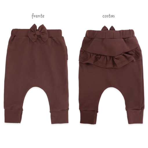 Calça com Laço e Babado Suedine Feminina – Ursinho Fofo