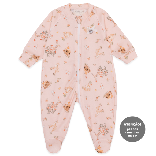 Macacão Manga Longa Estampado com Ziper Suedine Feminino –  Bosque