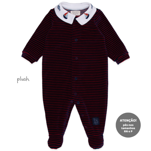 Macacão Manga Longa Listrado Plush Masculino – Navy
