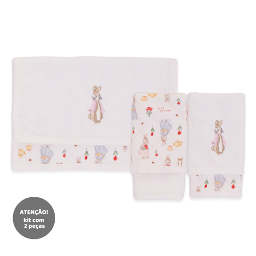 Kit de 2 Toalhas de Boca Coelha Suedine com Forro Atoalhado Feminino - Rose Garden