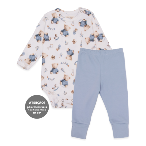 Conjunto Body Manga Longa Estampado e Mijão Liso Suedine Masculino – Brinquedos