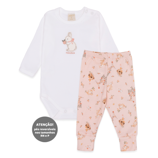 Conjunto Body Manga Longa Bordado e Mijão Liso Suedine Feminino – Bosque