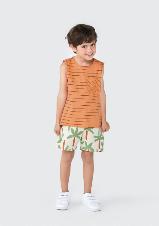 Camiseta Regata Laranja Listras com Bolso Hering - Masculina