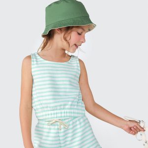 Regata Cropped com Elástico Listrada Azul Hering - Feminina