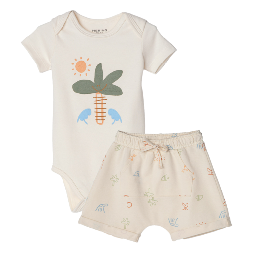 Conjunto Body Manga Curta e Shorts Coqueiro Hering - Masculino