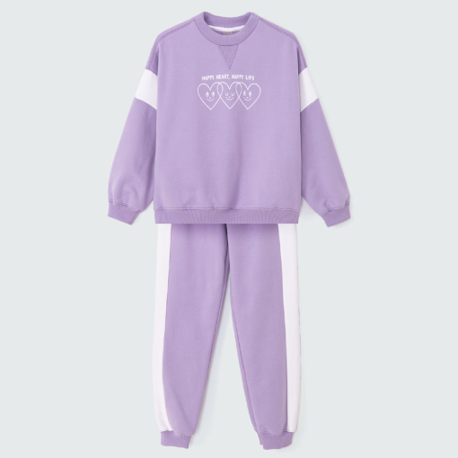 Conjunto Blusão e Calça de Moletom Lilás Hering - Feminino