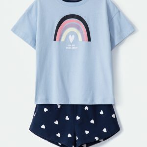 Conjunto Camiseta Manga Curta e Shorts Arco-Iris Hering - Feminino
