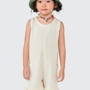 Macaquinho Curto Malha Waffle Off White Hering - Feminino