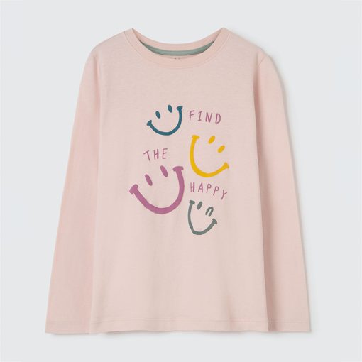 Camiseta Manga Longa Find The Happy Rosa Hering - Feminina