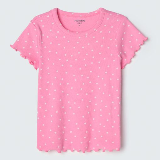 Blusa Manga Curta em Ribana com Frufru Bolinhas Hering - Feminino