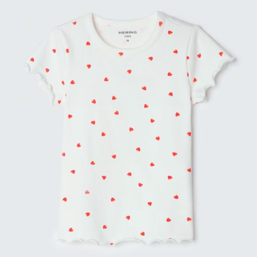 Blusa Manga Curta em Ribana com Frufru Morango Hering - Feminino