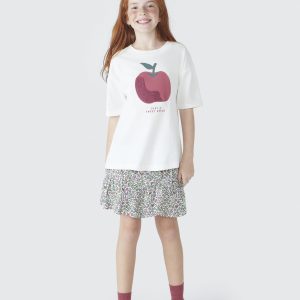 Camiseta Manga Curta Branca Maçã Just a Sweet Apple Hering - Feminina
