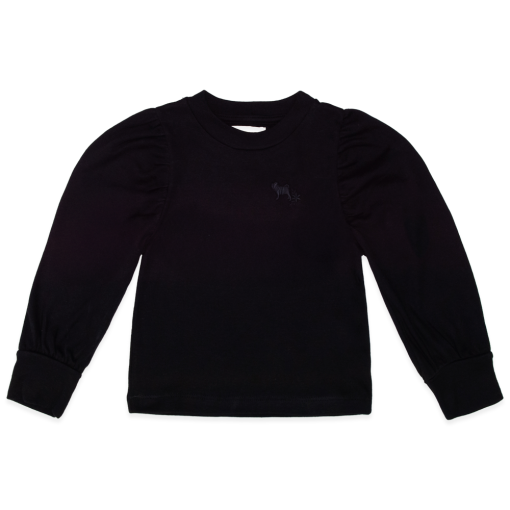 Camiseta Manga Longa Suedine Bordada Preta Charpey - Feminina