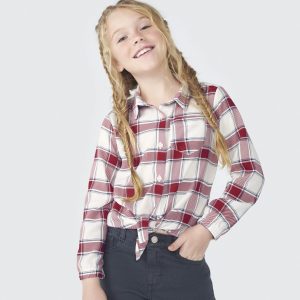 Camisa Xadrez Vermelha Amarração Hering - Feminina