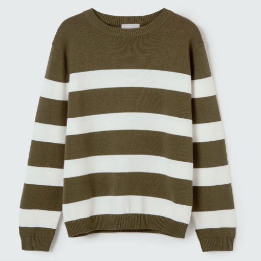 Blusão Manga Longa em Tricot Listrado Hering Verde - Masculino