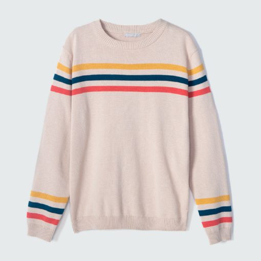 Blusão Manga Longa Tricot Listra Colorida Hering - Masculino