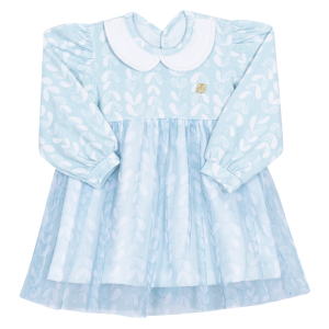 Vestido Estampado Cotton e Tule Azul Randa Mundu - Feminino