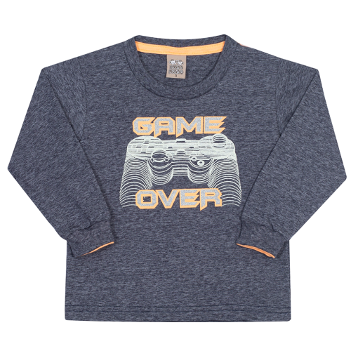 Camiseta Manga Longa Game Marinho/Laranja Randa Mundu - Masculina