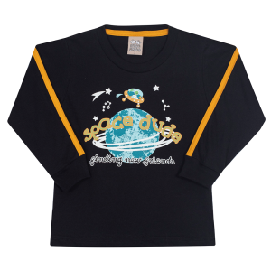 Camiseta Manga Longa Space Dude Preta Randa Mundu - Masculina
