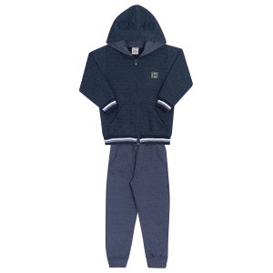 Conjunto Moletom Jaqueta Matelassê Marinho Randa Mundu - Masculino
