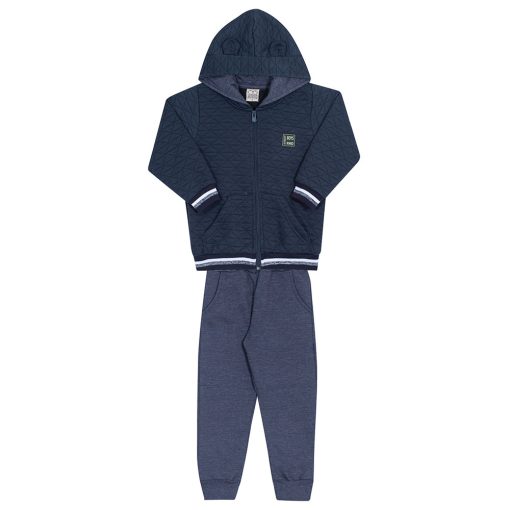 Conjunto Moletom Jaqueta Matelassê Marinho Randa Mundu - Masculino