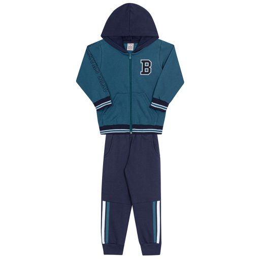 Conjunto Moletom Jaqueta com Capuz Petroleo Randa Mundu - Masculino