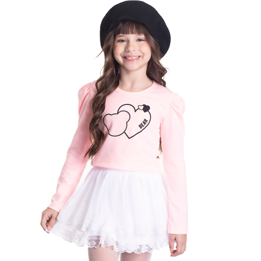 Blusinha Manga Longa Cotton Bear Lollipop Randa Mundu - Feminina