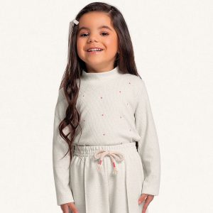 Blusinha Manga Longa Gola Fakini - Feminina