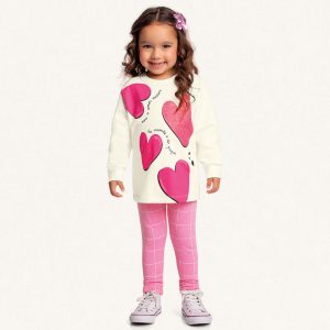 Conjunto Moletom Blusa e Legging Corações Fakini - Feminino