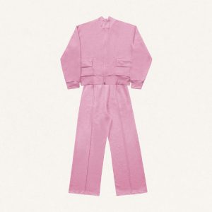 Conjunto Malha Jaqueta e Calça Rosa Fakini - Feminino