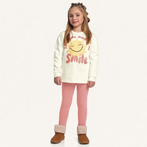 Conjunto Blusão Moletom e Legging Smile Coral Fakini - Feminino