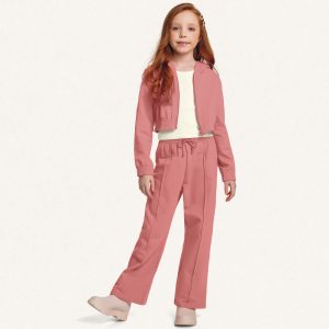 Conjunto 3 peças Jaqueta e Calça Moletom com Regata Canelada Fakini - Feminino