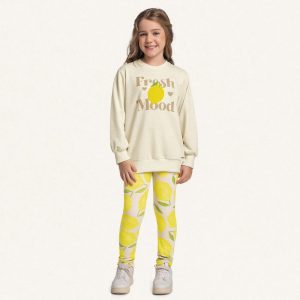 Conjunto Blusão Malha e Legging Fresh Mood Amarelo Fakini - Feminino