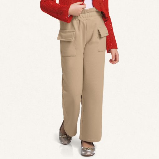 Calça Malha Wide Leg com Bolsos Fakini - Feminina