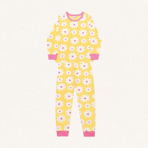 Conjunto Pijama Longo Flores Amarelo Fakini - Feminino