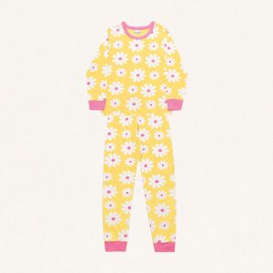 Conjunto Pijama Longo Flores Amarelo Fakini - Feminino