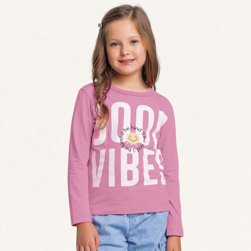 Blusinha Manga Longa Good Vibes Rosa Fakini – Feminina